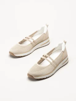 Marco Tozzi - Beige ballerinaskor i mesh