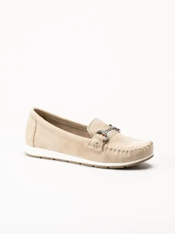 Marco Tozzi - Beige loafers i mocka