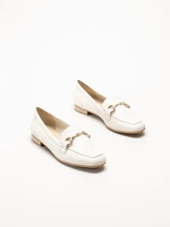 Marco Tozzi - Offwhite loafers i skinnimitation