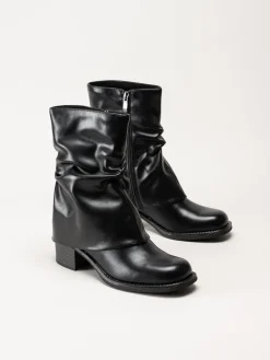 Marco Tozzi - Svarta boots med nedvikt skaft