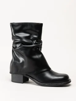 Marco Tozzi - Svarta boots med nedvikt skaft
