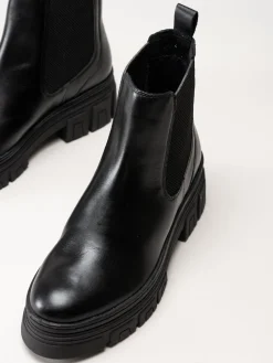 Marco Tozzi - Svarta chelsea boots i skinn