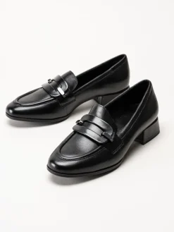 Marco Tozzi - Svarta loafers i skinn