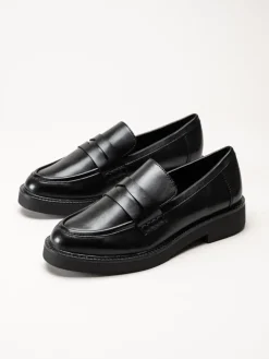 Marco Tozzi - Svarta loafers i skinnimitation