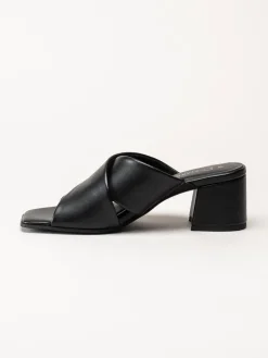Marco Tozzi - Svarta mules i skinnimitation
