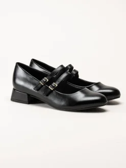 Marco Tozzi - Svarta pumps i skinnimitation