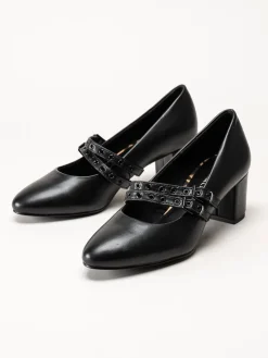 Marco Tozzi - Svarta pumps med slejf