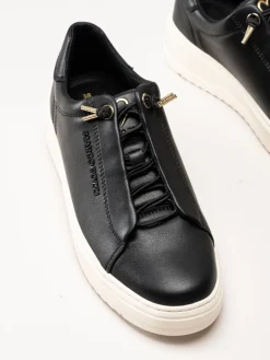 Marco Tozzi - Svarta sneakers i skinnimitation