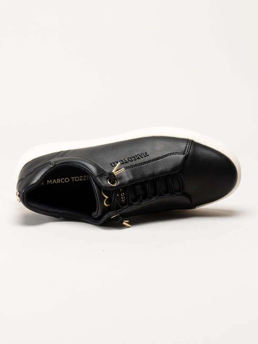 Marco Tozzi - Svarta sneakers i skinnimitation