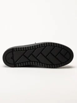 Marco Tozzi - Svarta sneakers i syntetlack med gulddetaljer