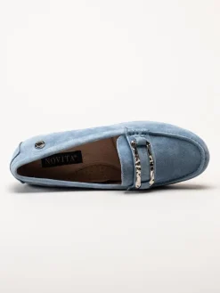 Novita - Parma - Ljusblå loafers med silverfärgat spänne