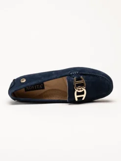 Novita - Parma Royal - Marinblå loafers i mocka