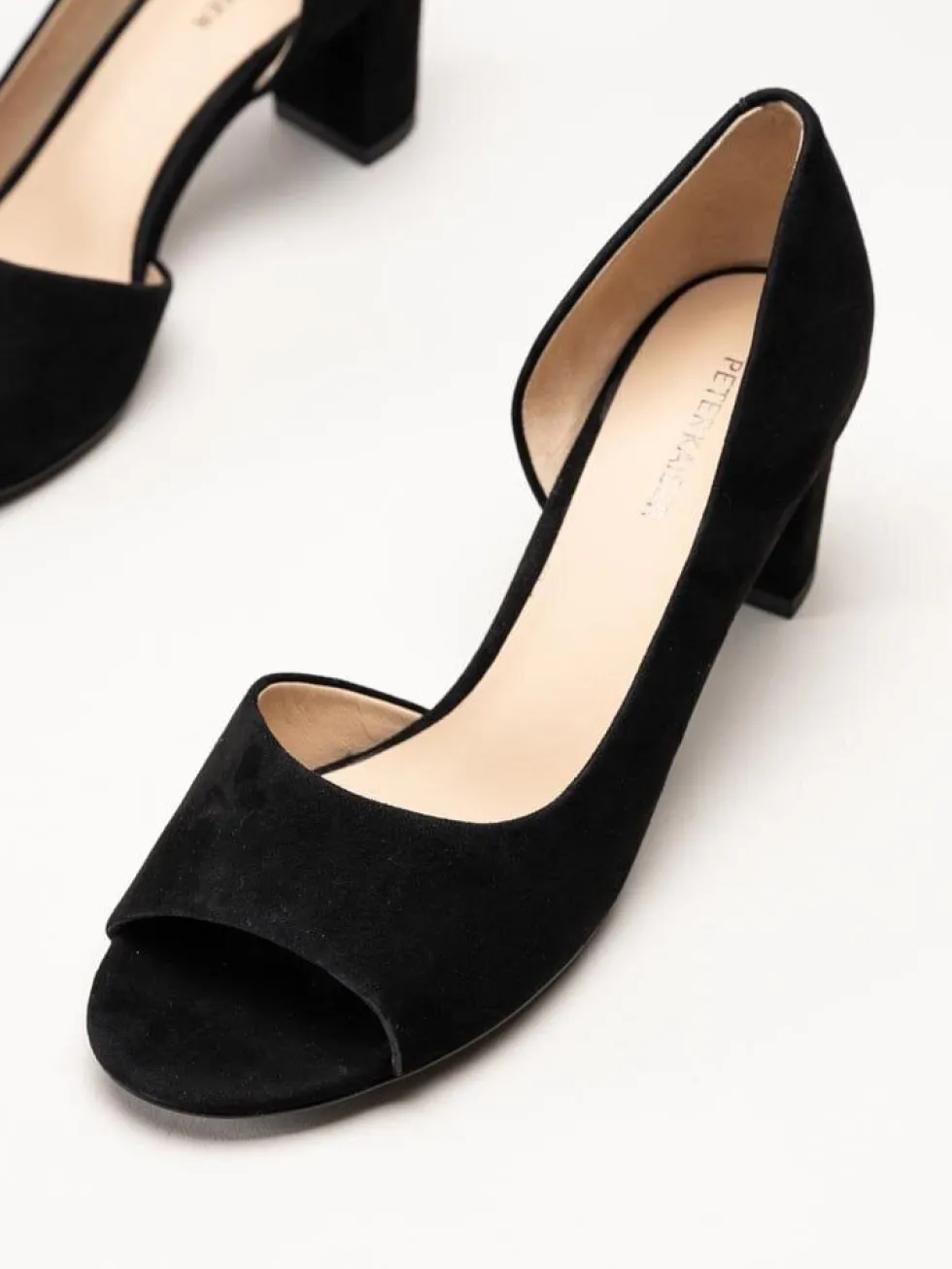Peter Kaiser - Svarta peep toe pumps i mocka