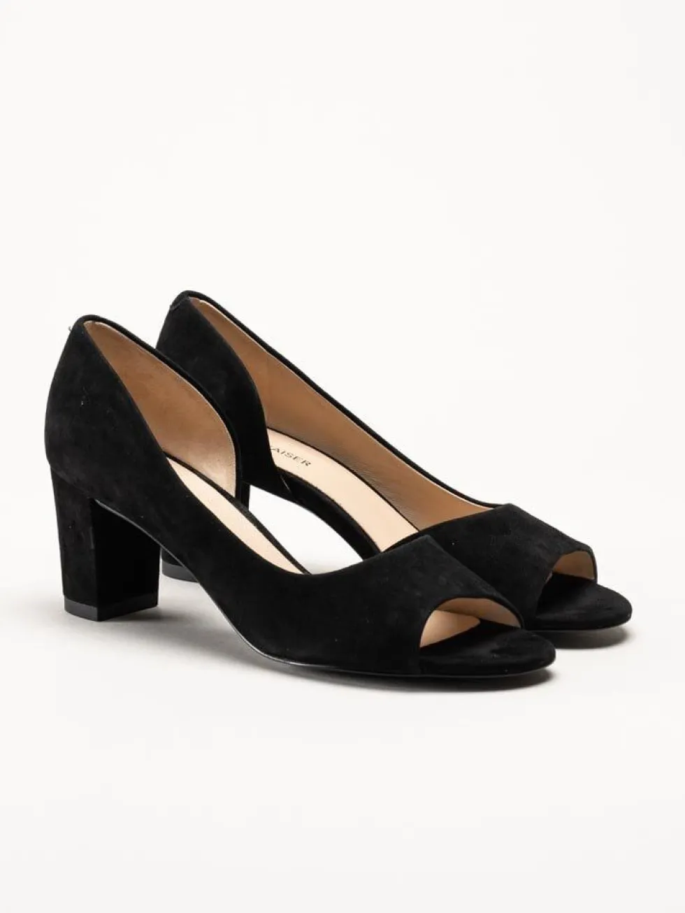 Peter Kaiser - Svarta peep toe pumps i mocka