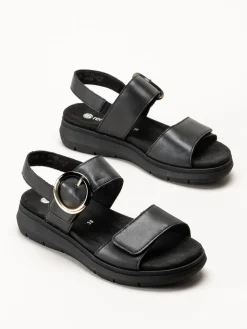 Remonte - Svarta sandaler i skinn