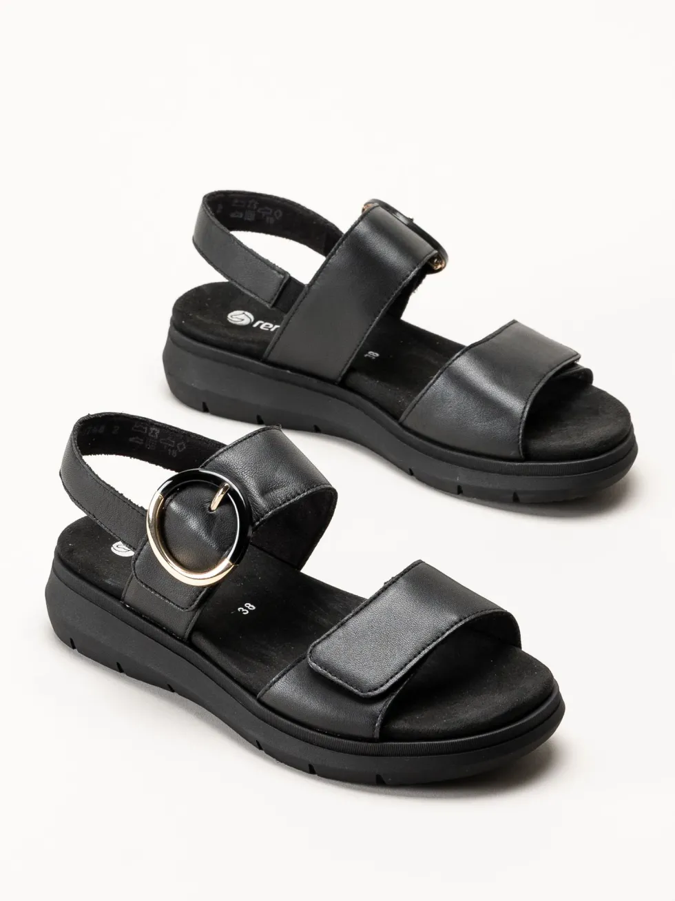 Remonte - Svarta sandaler i skinn
