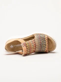 Rieker - Aprikosfärgade kilsandaletter