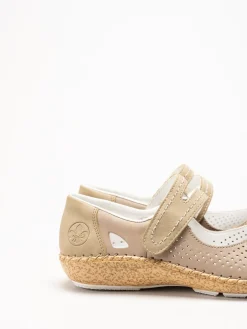 Rieker - Beige ballerinasko med sleif