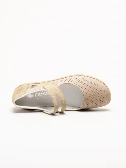 Rieker - Beige ballerinasko med sleif
