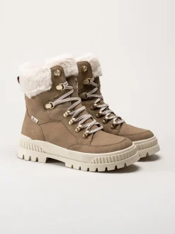 Rieker - Beige fodrade kängor i skinn