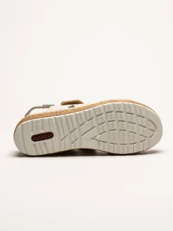 Rieker - Beige-Guldiga sandaler i nubuck