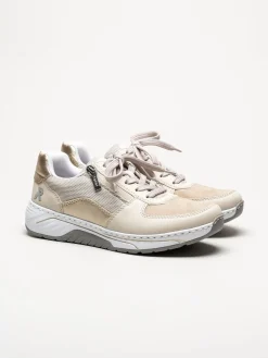 Rieker - Beige sneakers i skinnimitation