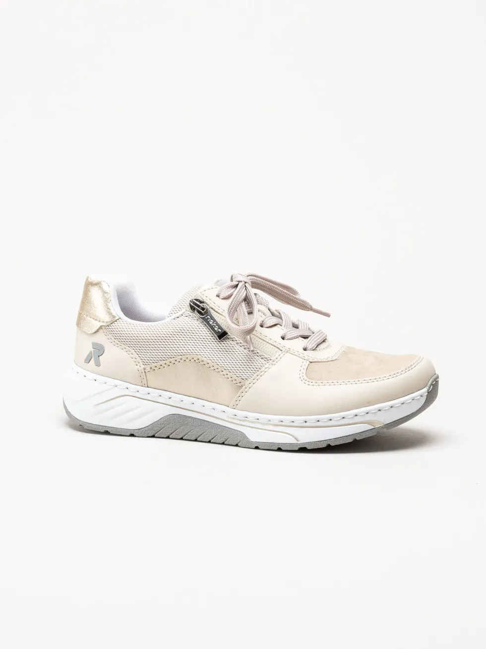 Rieker - Beige sneakers i skinnimitation