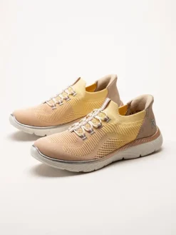 Rieker - Flerfärgade gula slip on skor i textil