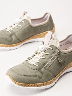 Rieker - Gröna sneakers i skinnimitation