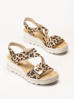 Rieker - Leopardmönstrade sandaletter
