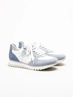 Rieker - Ljusblå sneakers i mocka och skinn