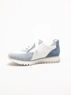 Rieker - Ljusblå sneakers i mocka och skinn
