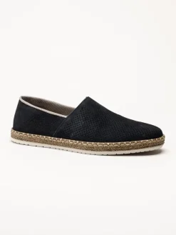 Rieker - Mörkblå slip on skor i nubuck