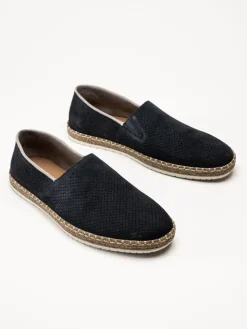 Rieker - Mörkblå slip on skor i nubuck