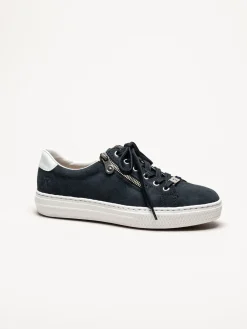 Rieker - Mörkblå sneakers med dragkedja