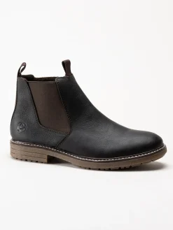 Rieker - Mörkbruna chelsea boots i oljat skinn