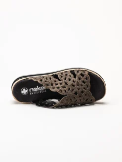Rieker - Mörkbruna slip in sandaletter