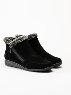 Rieker - Svarta fodrade boots i mocka