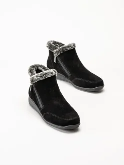 Rieker - Svarta fodrade boots i mocka