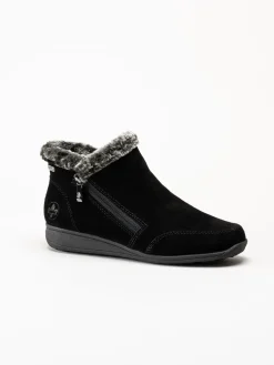 Rieker - Svarta fodrade boots i mocka