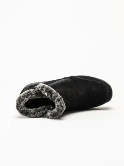 Rieker - Svarta fodrade boots i mocka