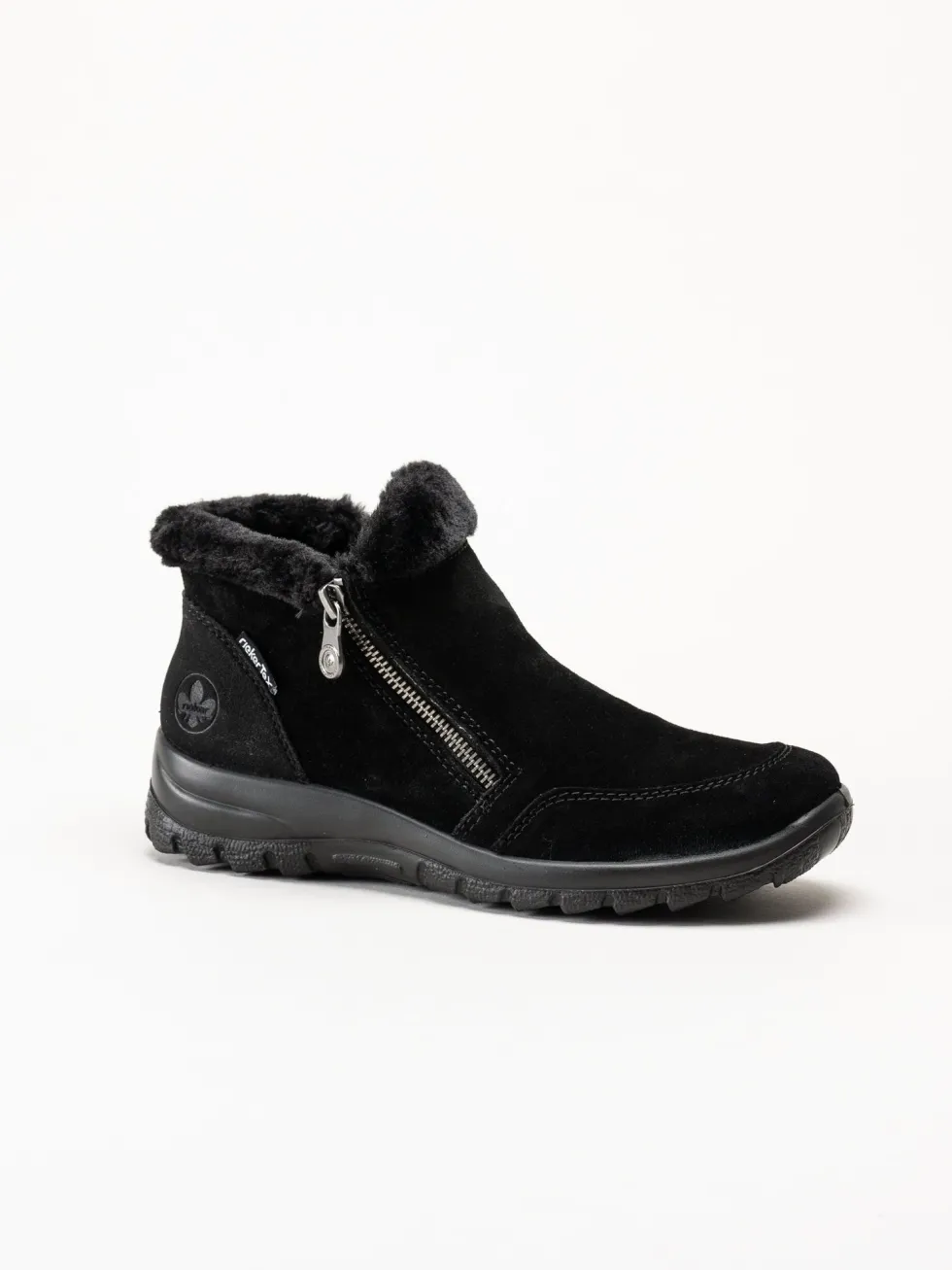 Rieker - Svarta fodrade boots i mocka