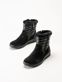 Rieker - Svarta fodrade boots i mocka