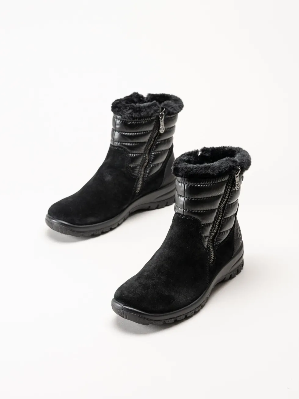 Rieker - Svarta fodrade boots i mocka