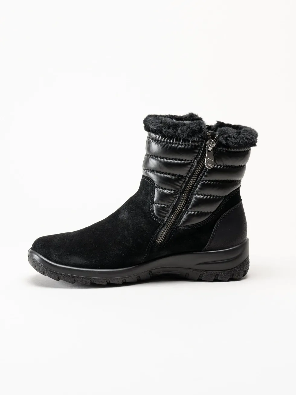 Rieker - Svarta fodrade boots i mocka