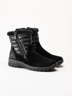 Rieker - Svarta fodrade boots i mocka