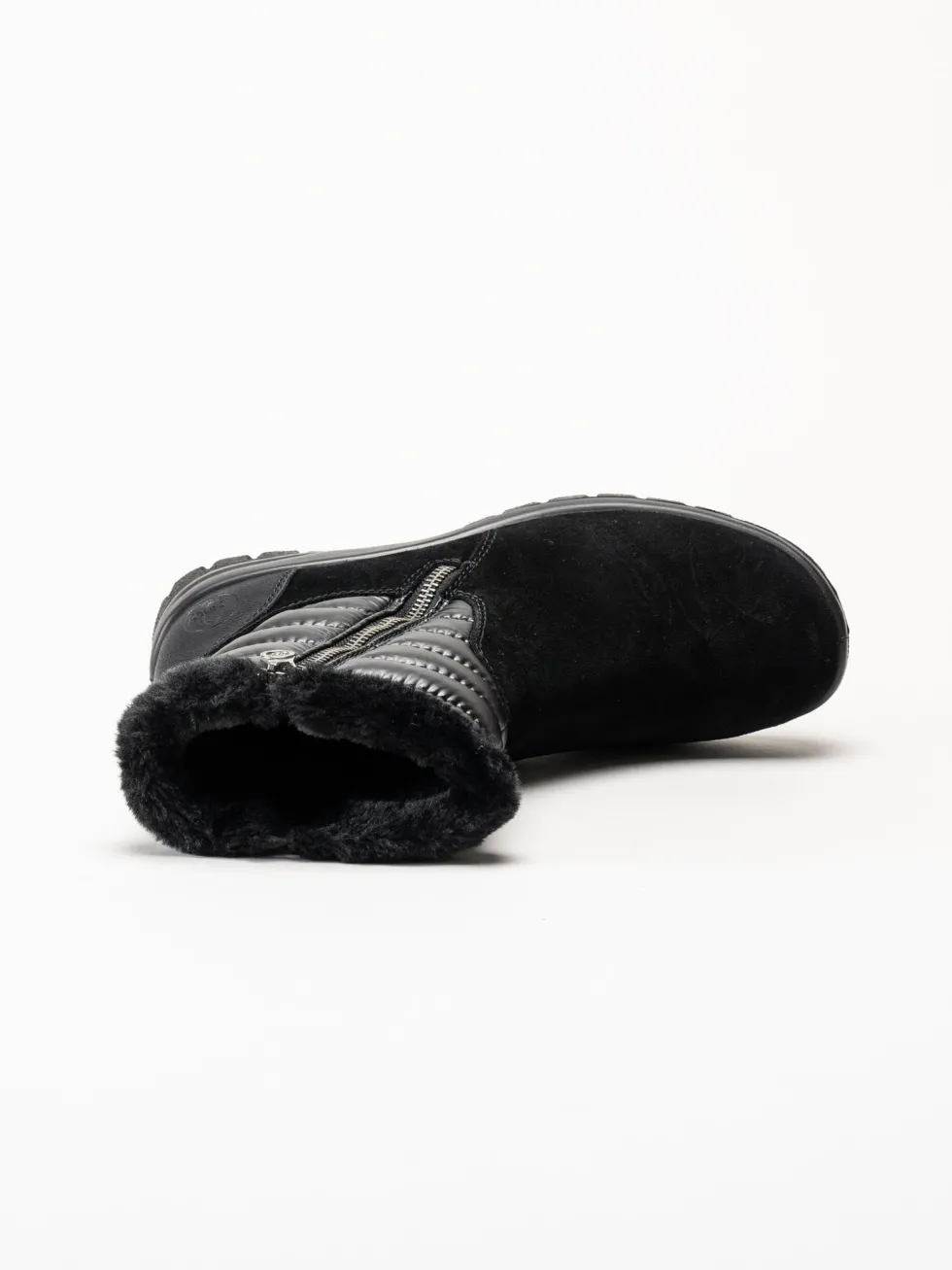 Rieker - Svarta fodrade boots i mocka