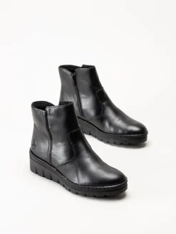Rieker - Svarta fodrade kilklackade boots