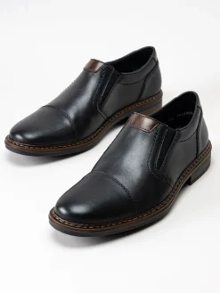 Rieker - Svarta loafers i skinn