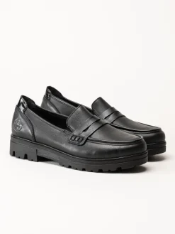 Rieker - Svarta loafers i skinn
